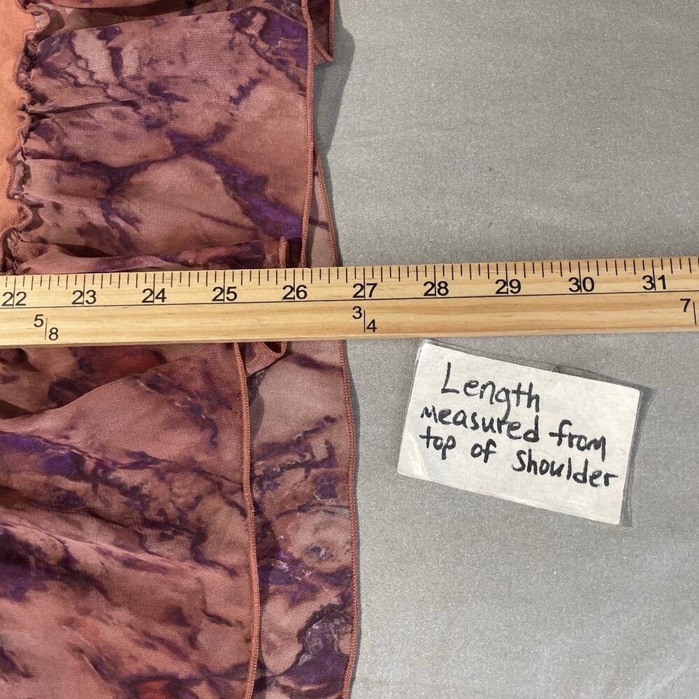 LOGO Lori Goldstein Layering Cardigan Size Medium Brick Boho Ruffled Lagenlook - Picture 12 of 12